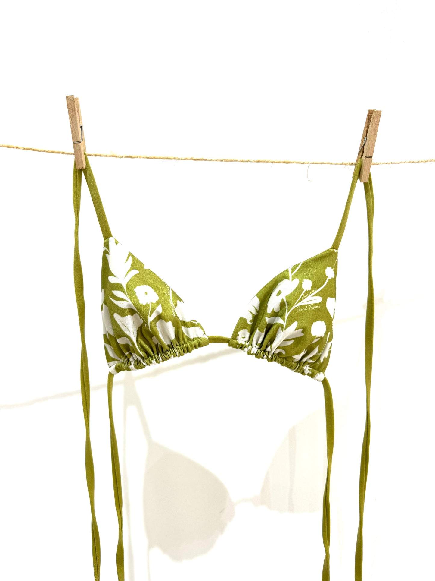 ;Top de bikini triangle vert satiné;;
