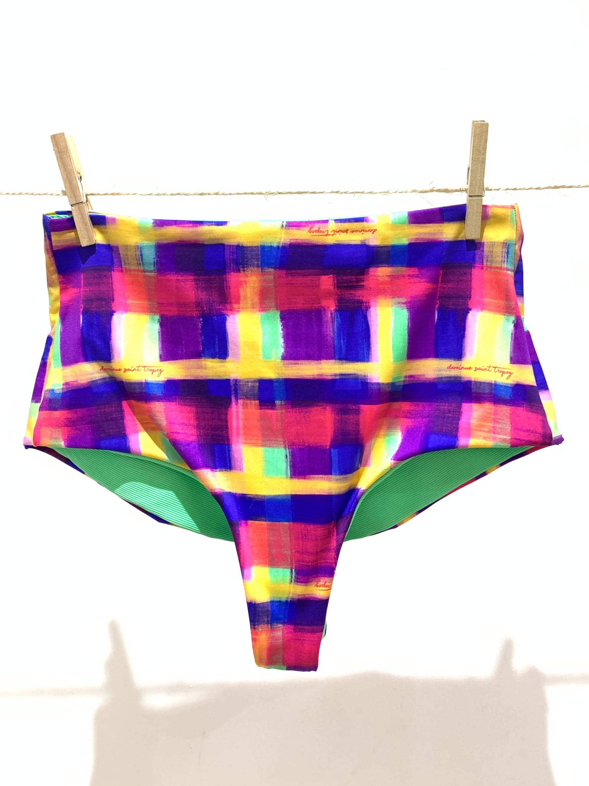 Maillot de bain madras;Bikini taille haute madras;Bas de maillot shorty carreaux;Bas de maillot shorty carreaux