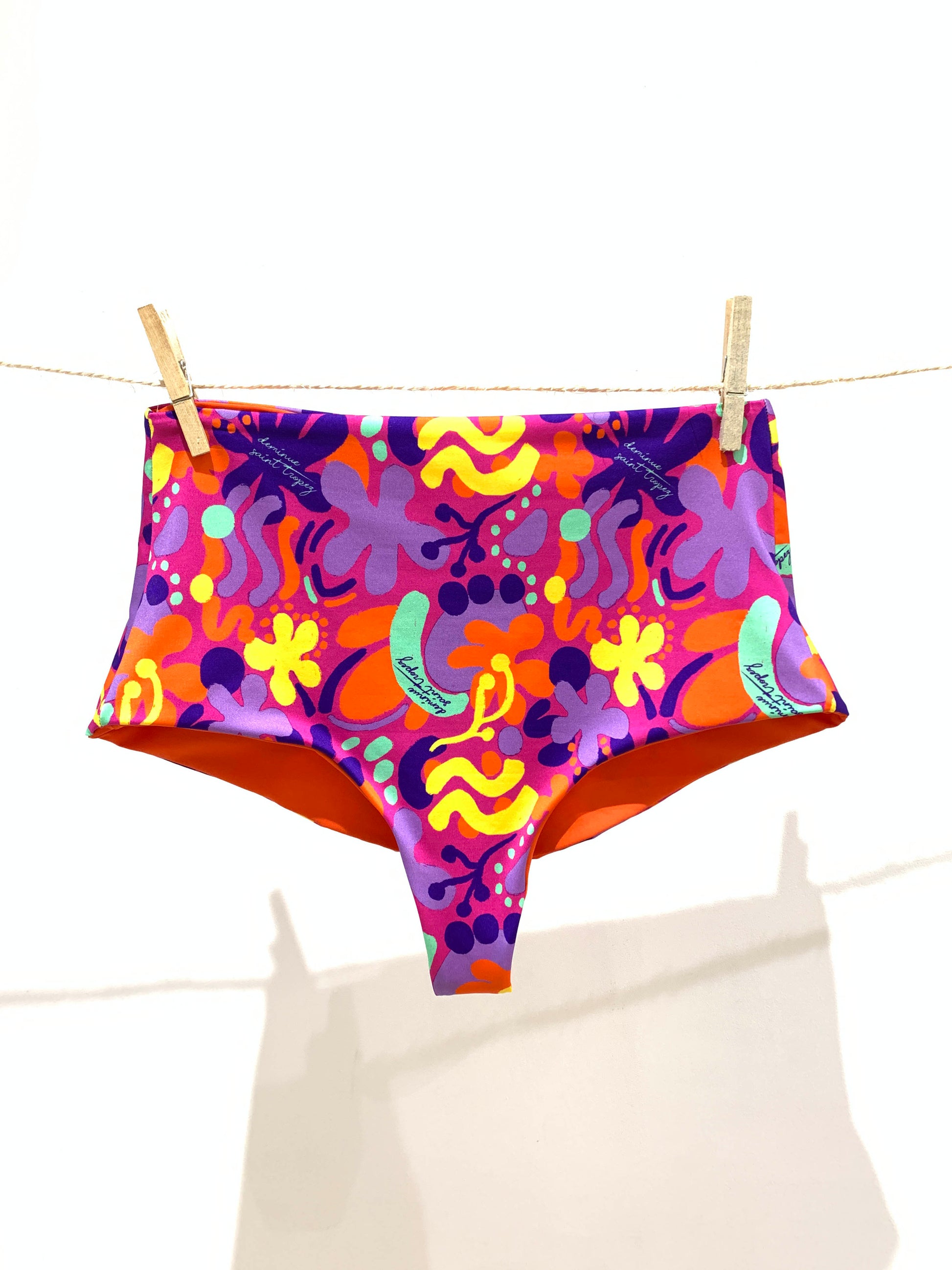 Maillot de bain shorty hawai;Bikini taille haute orange;Maillot de bain Pinup;;