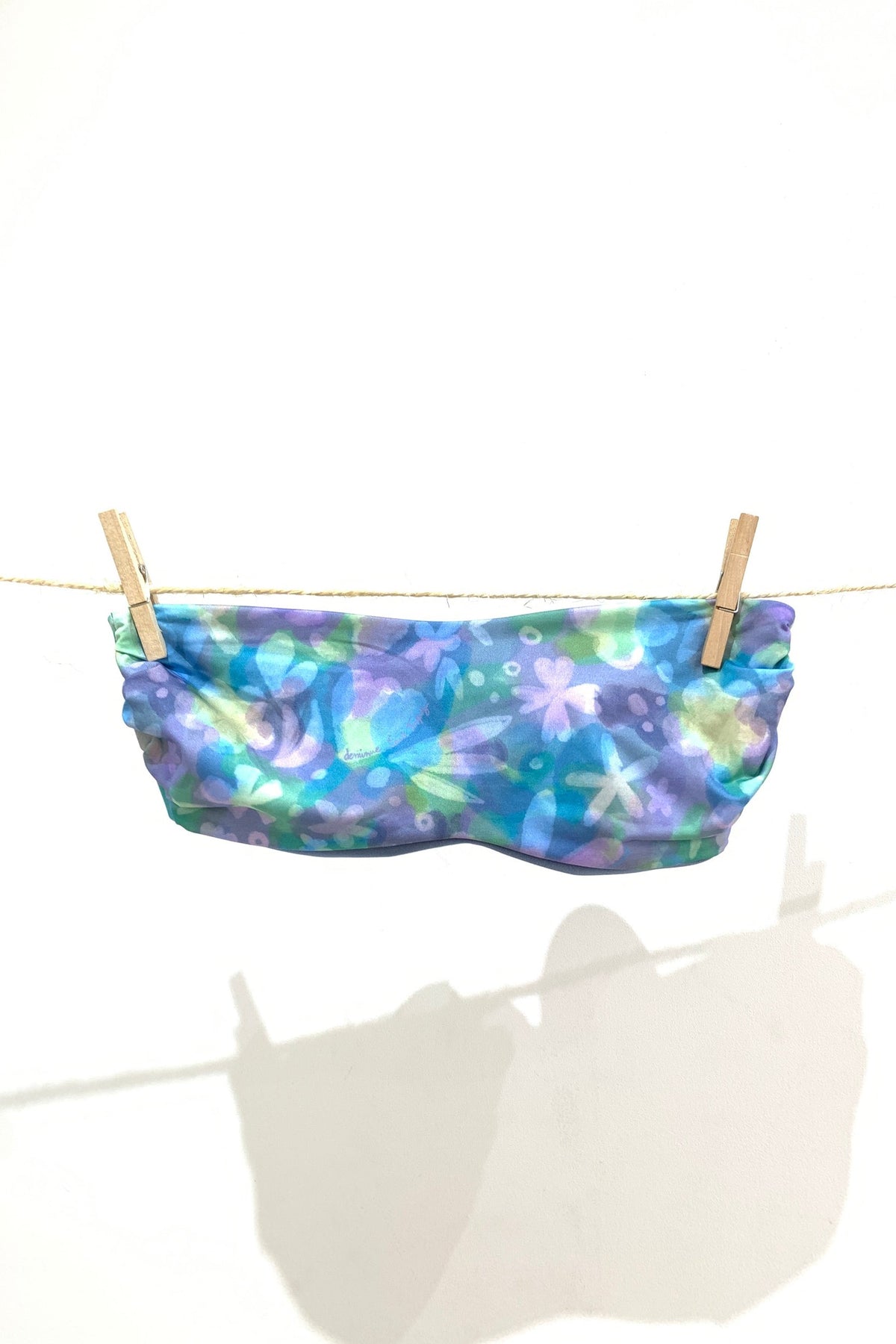 Maillot de bain bandeau aquarelle;;Haut de bikini bandeau bleu;;
