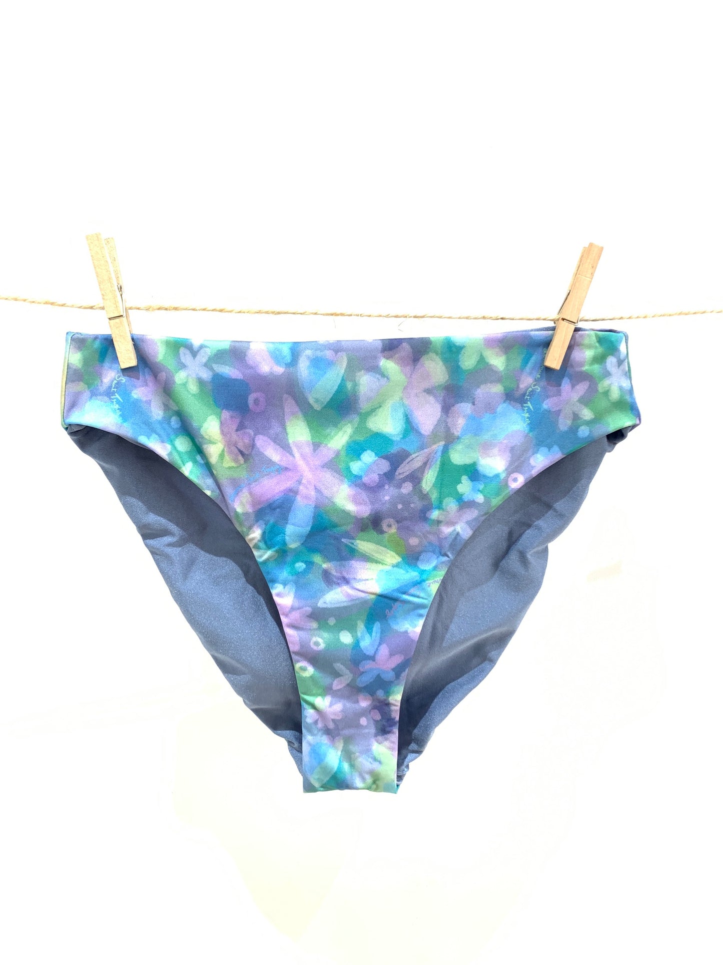 culotte haute de maillot satin bleu