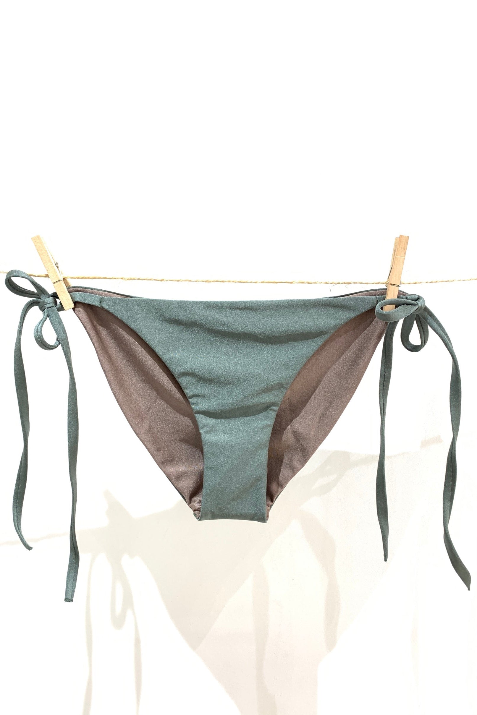 culotte de maillot à noeuds satin vert kaki